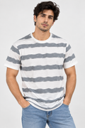 HILLDORF white grey striped t-shirt front view