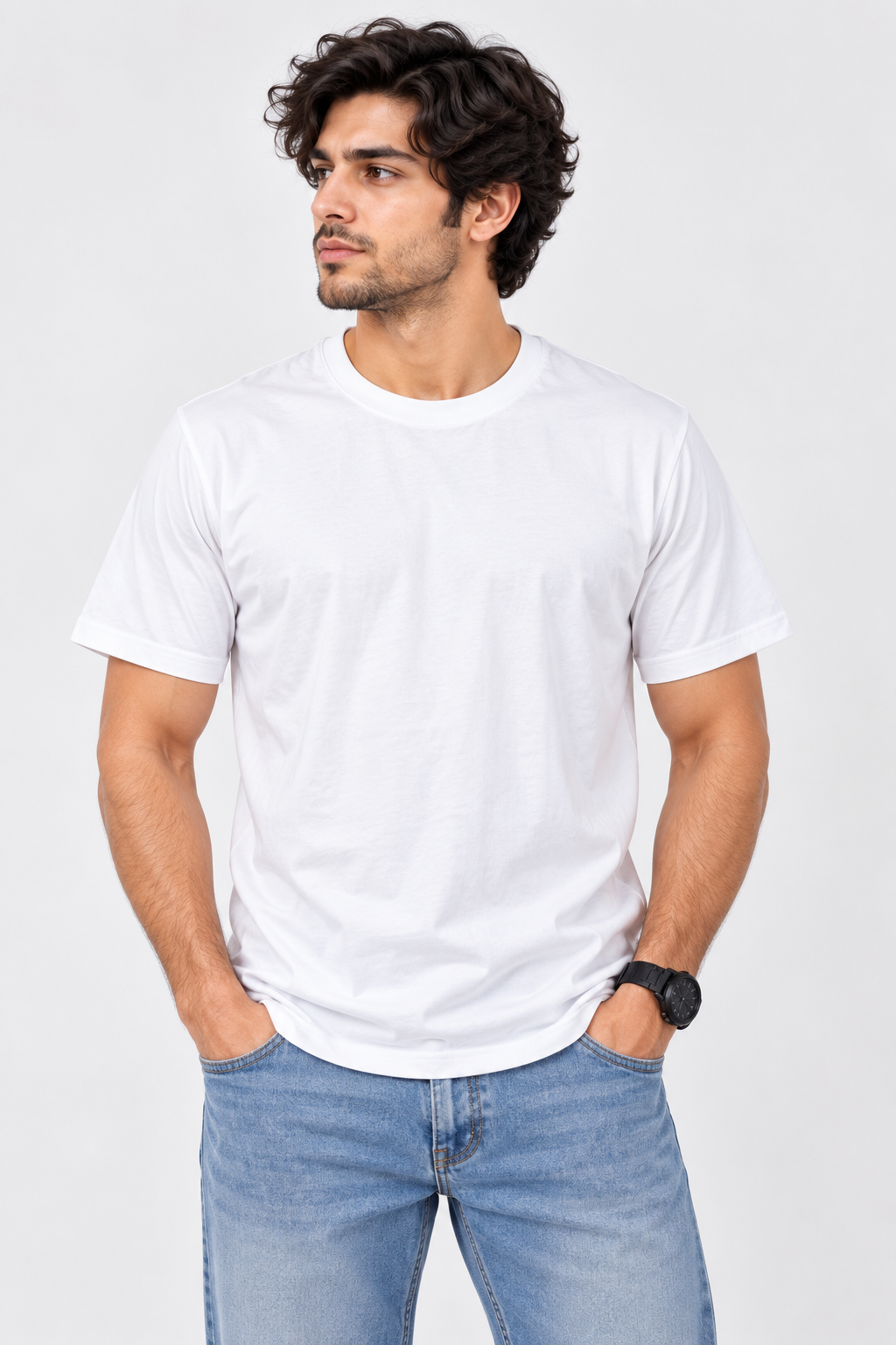 Men's Dark Grey Oversized 100% Cotton Solid T-Shirt