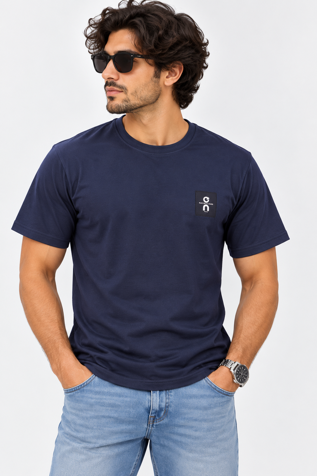 Run On Clouds Graphic T-Shirt – Navy Blue