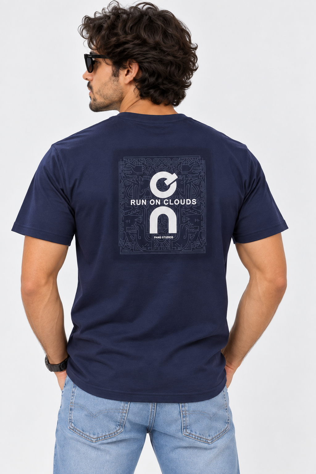 Run On Clouds Graphic T-Shirt – Navy Blue