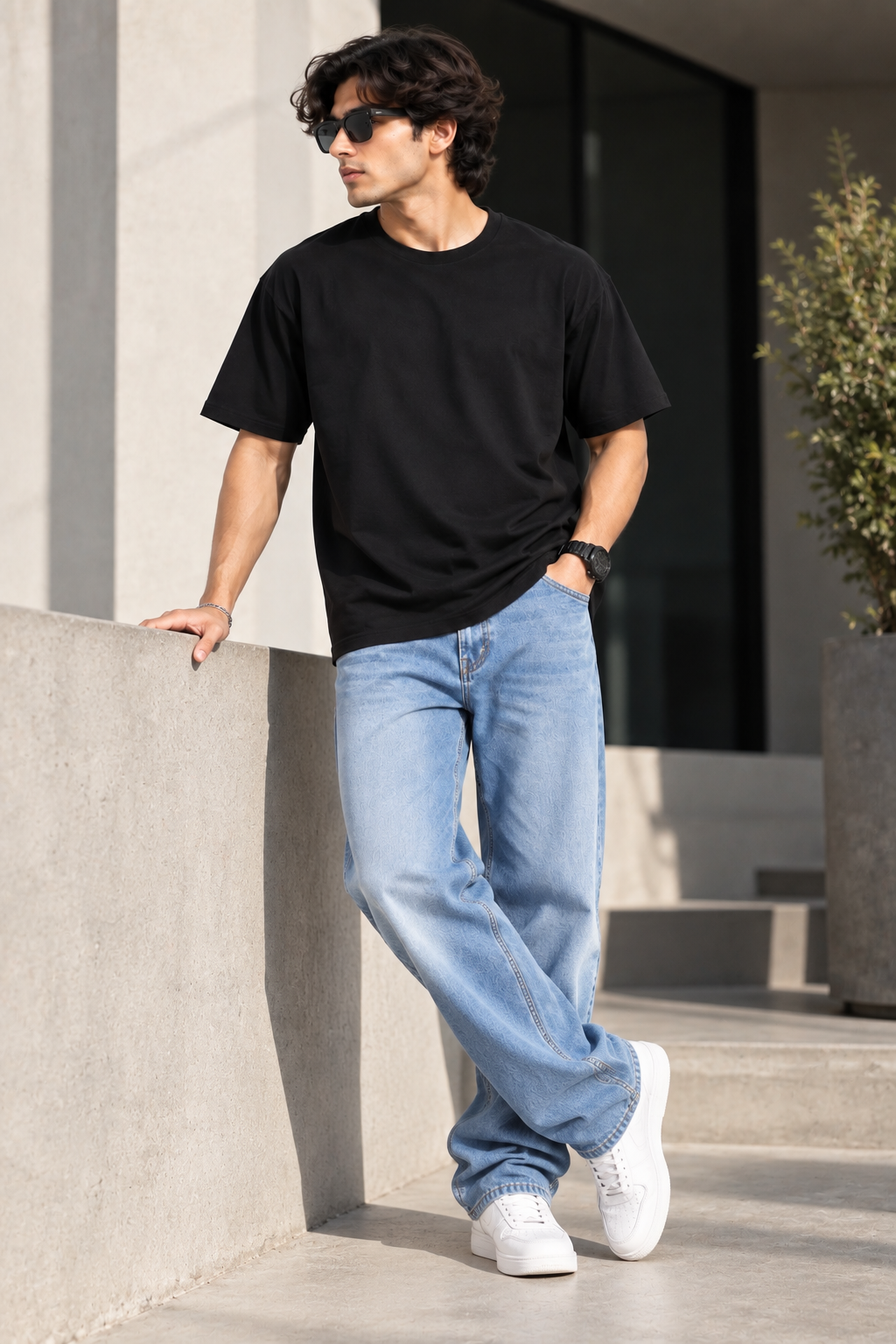 HILLDORF black cotton T-shirt lifestyle outdoor
