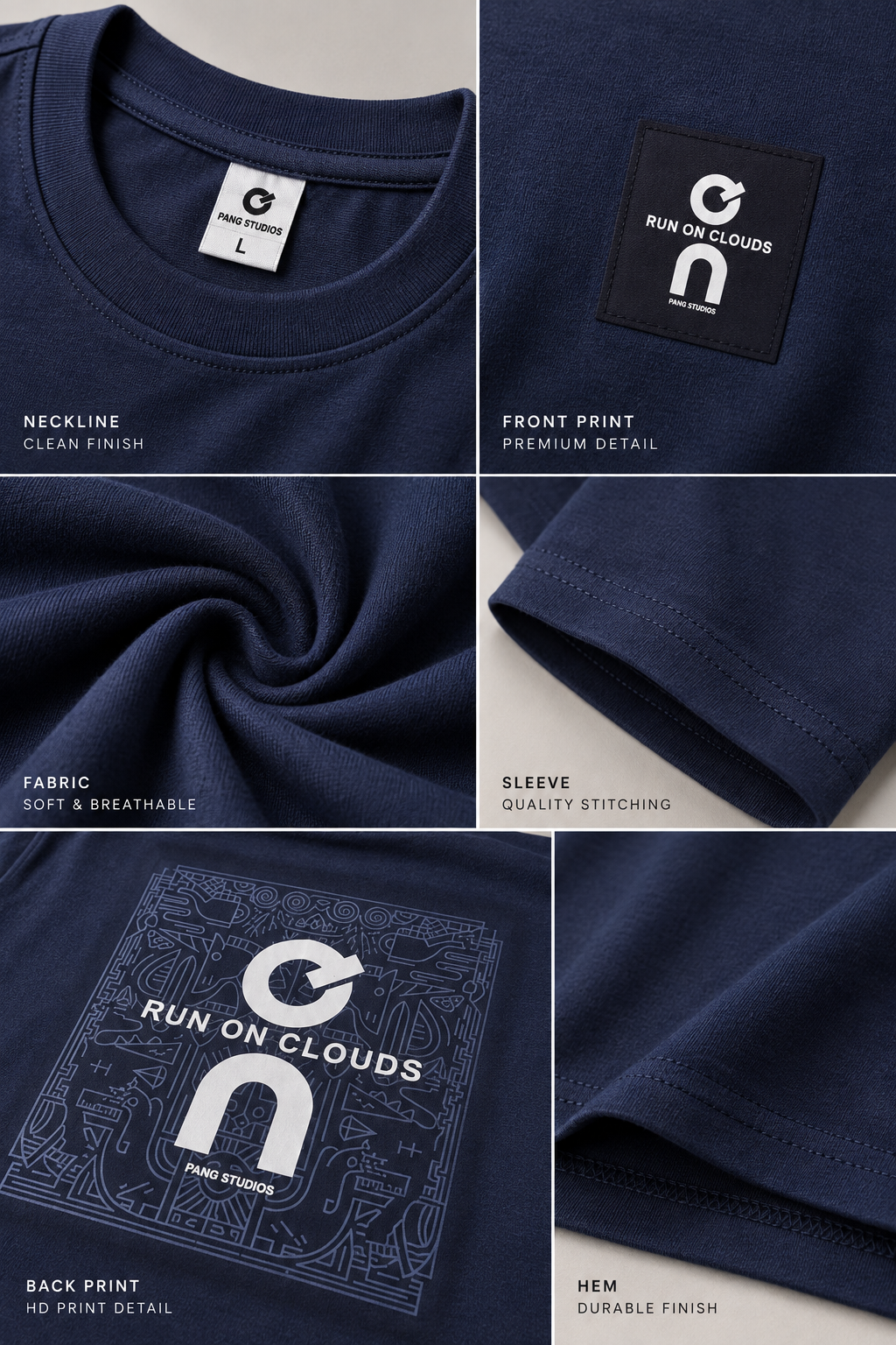 Run On Clouds Graphic T-Shirt – Navy Blue
