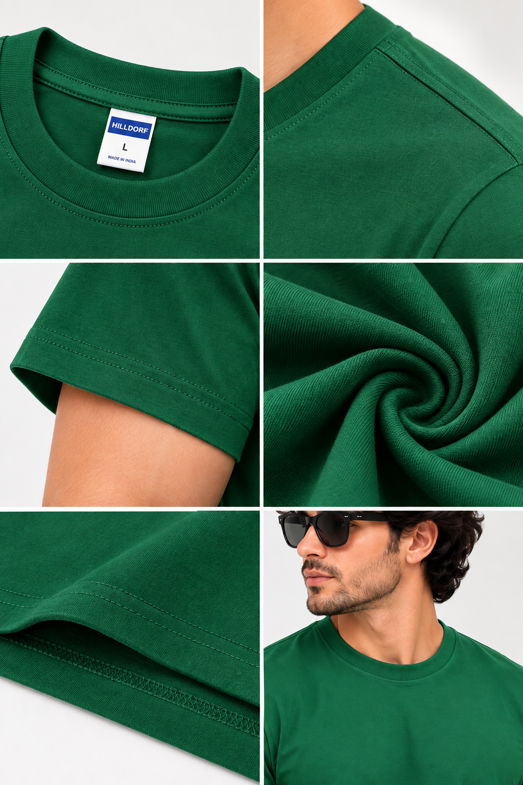 Men's Dark Green Oversized 100% Cotton Solid T-Shirt