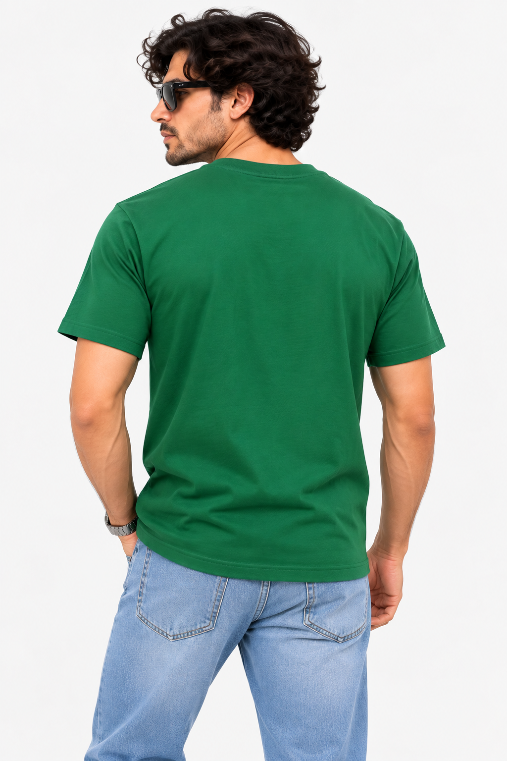 Men's Dark Green Oversized 100% Cotton Solid T-Shirt