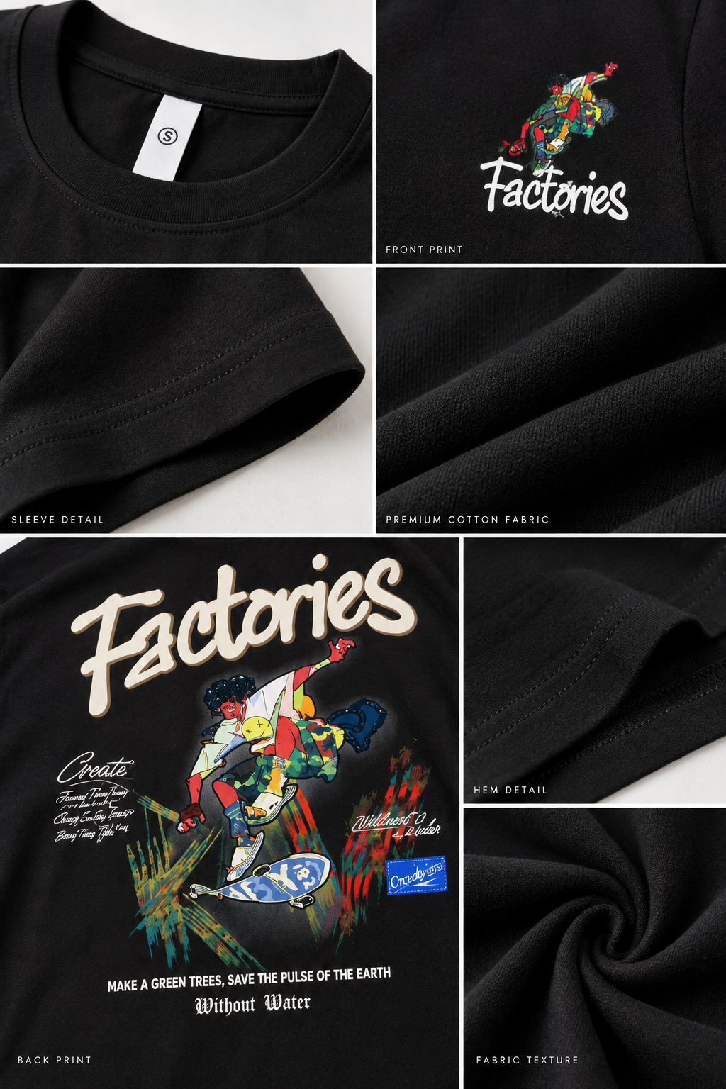 HILLDORF black T-shirt fabric and construction details