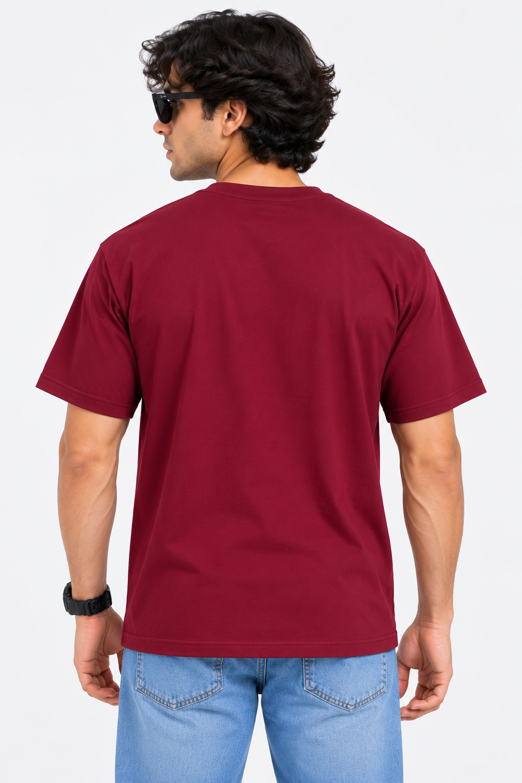 Men's Red Oversized 100% Cotton Solid T-Shirt