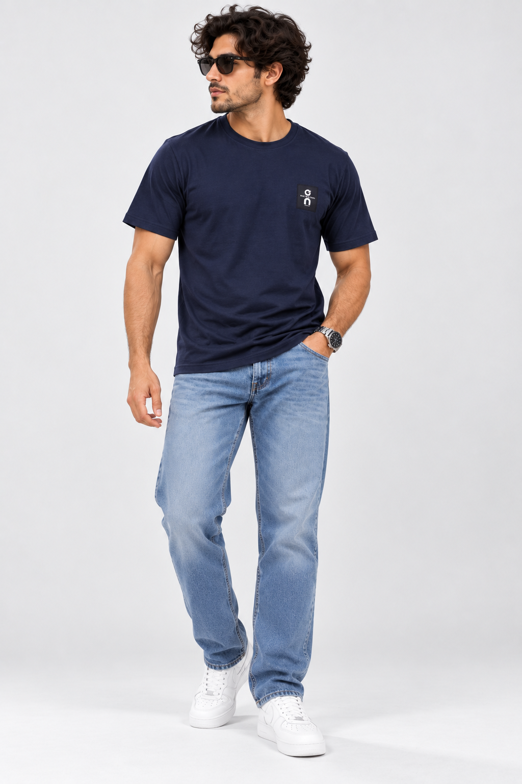 Run On Clouds Graphic T-Shirt – Navy Blue
