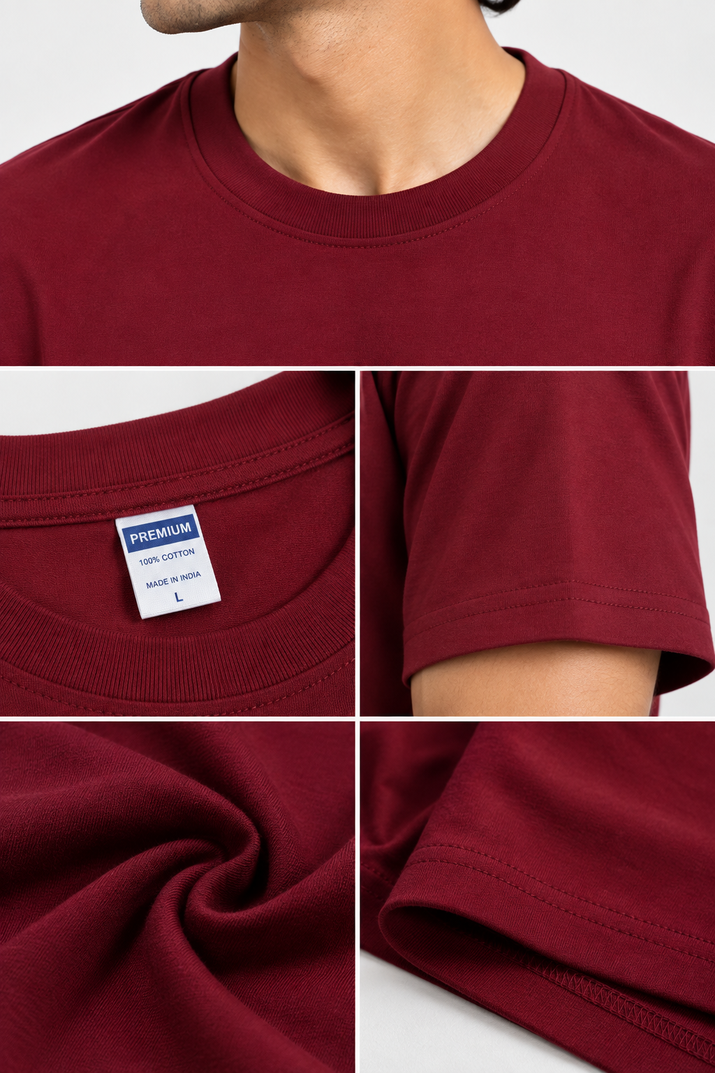 Men's Red Oversized 100% Cotton Solid T-Shirt