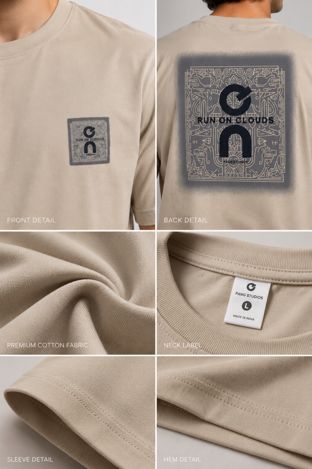 Run On Clouds Graphic T-Shirt – Beige