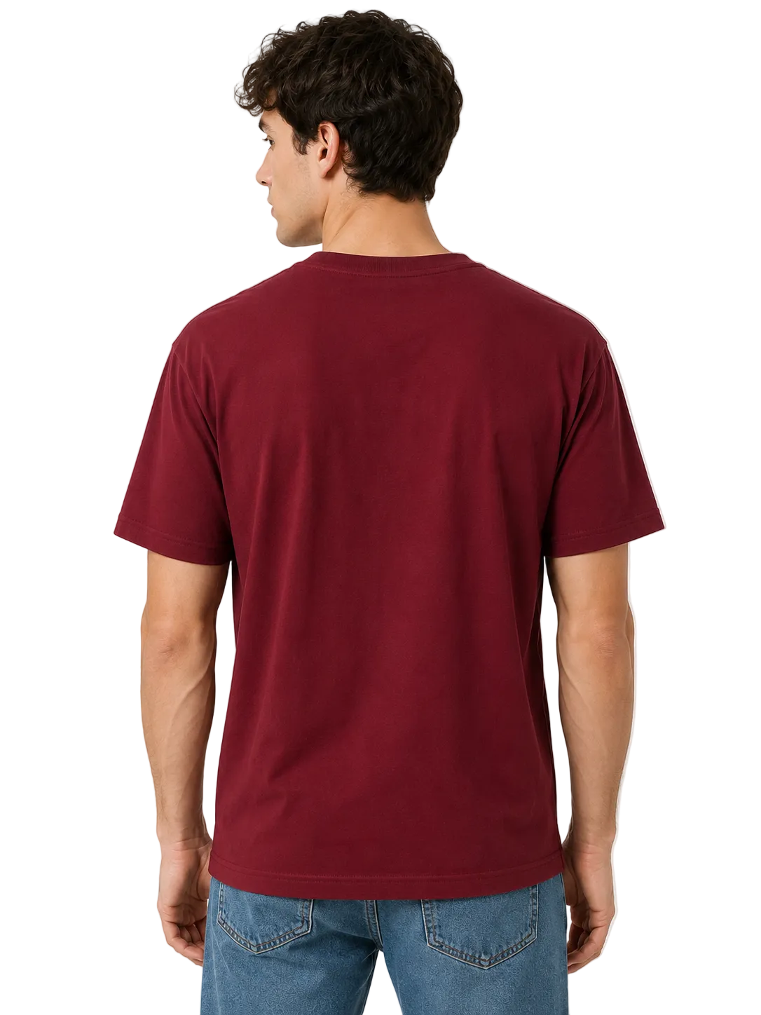Men's Red Oversized 100% Cotton Solid T-Shirt