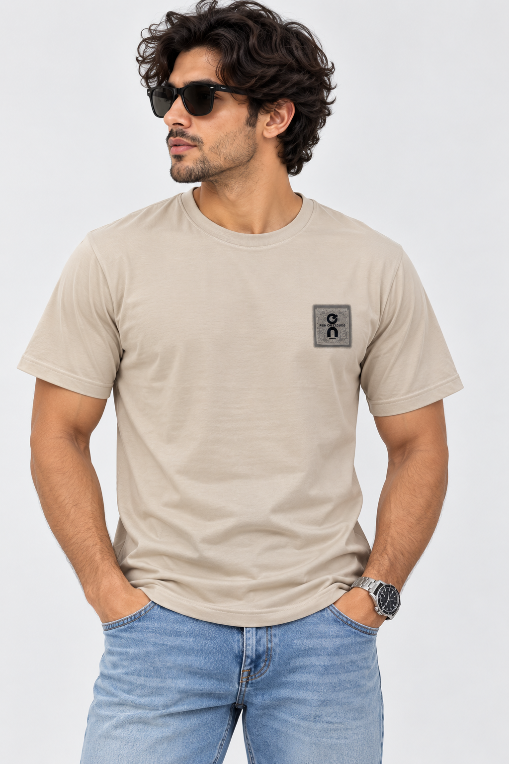 Run On Clouds Graphic T-Shirt – Beige
