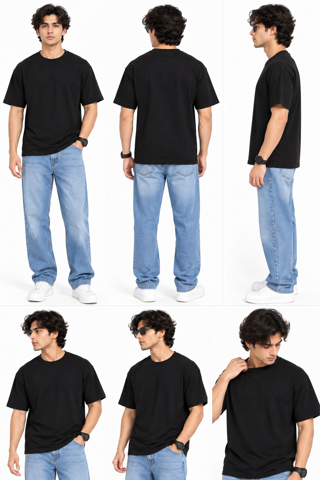 HILLDORF black T-shirt product detail fabric stitching