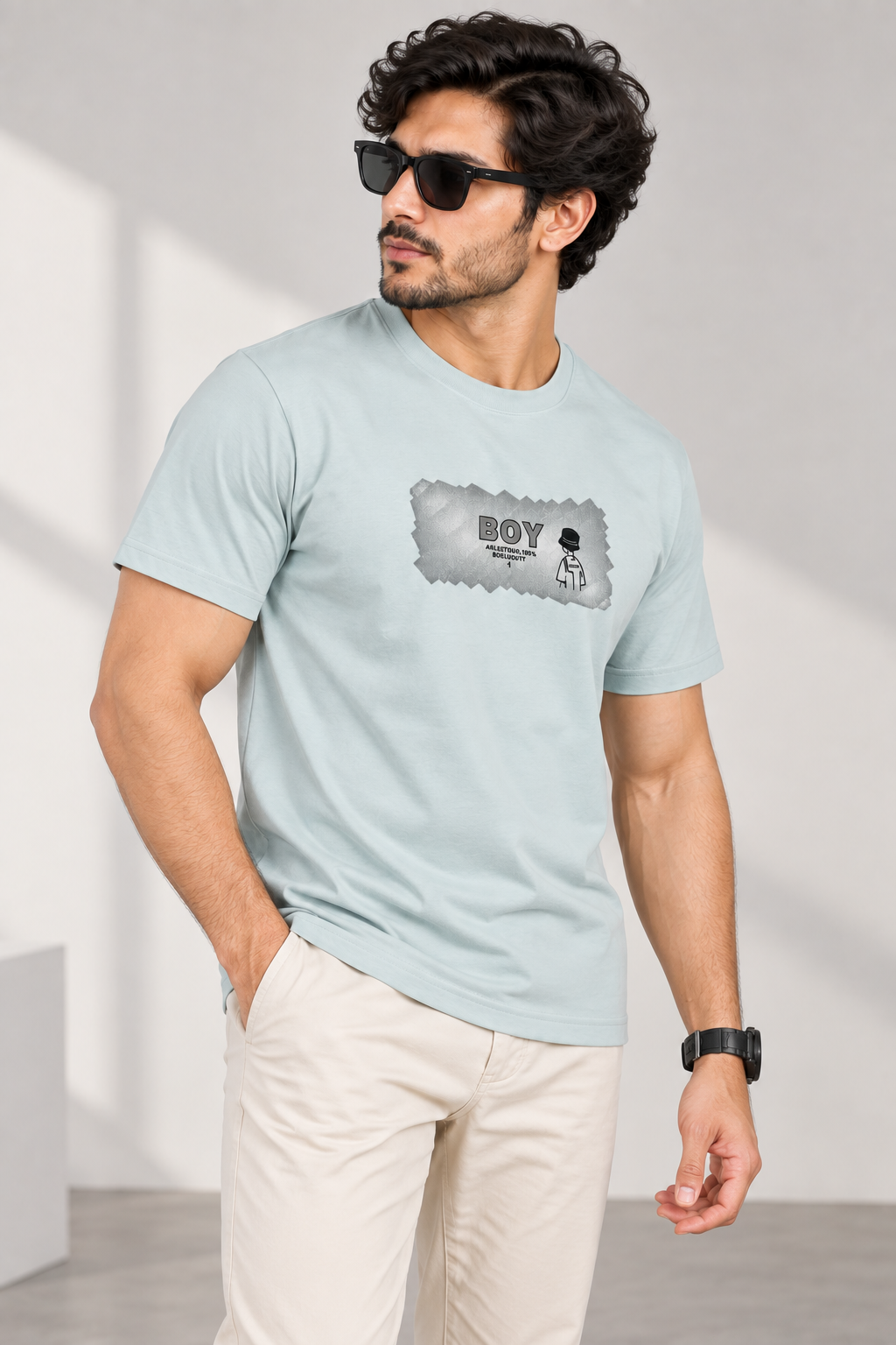 HILLDORF Tint Blue graphic T-shirt lifestyle view