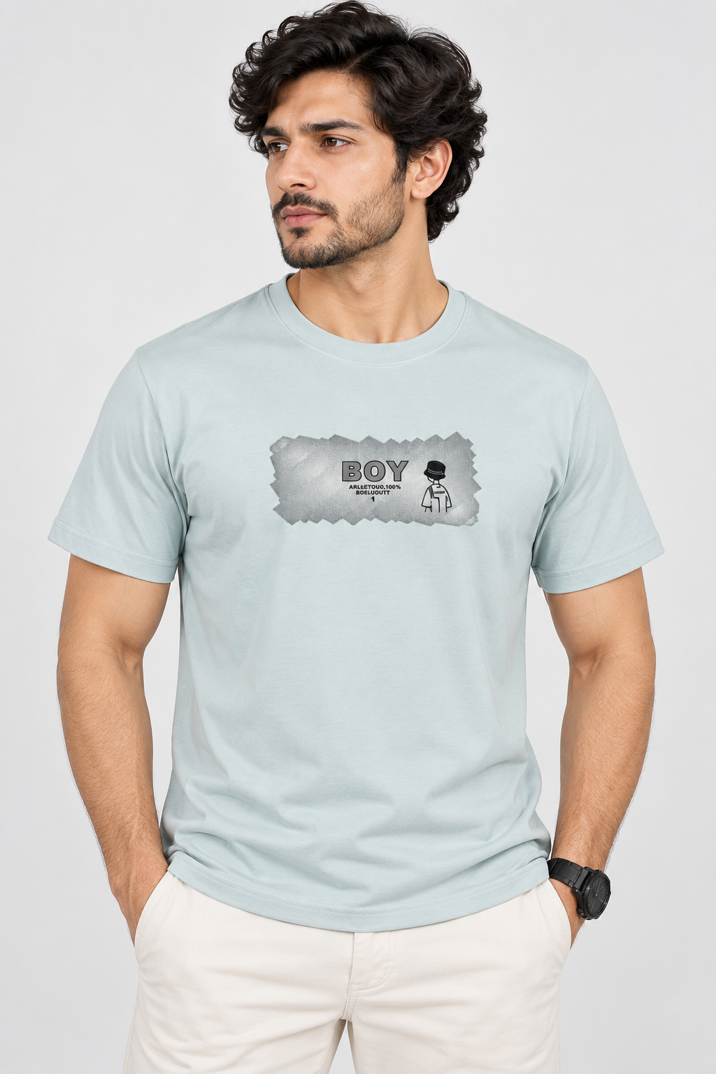 HILLDORF Tint Blue graphic T-shirt front close-up
