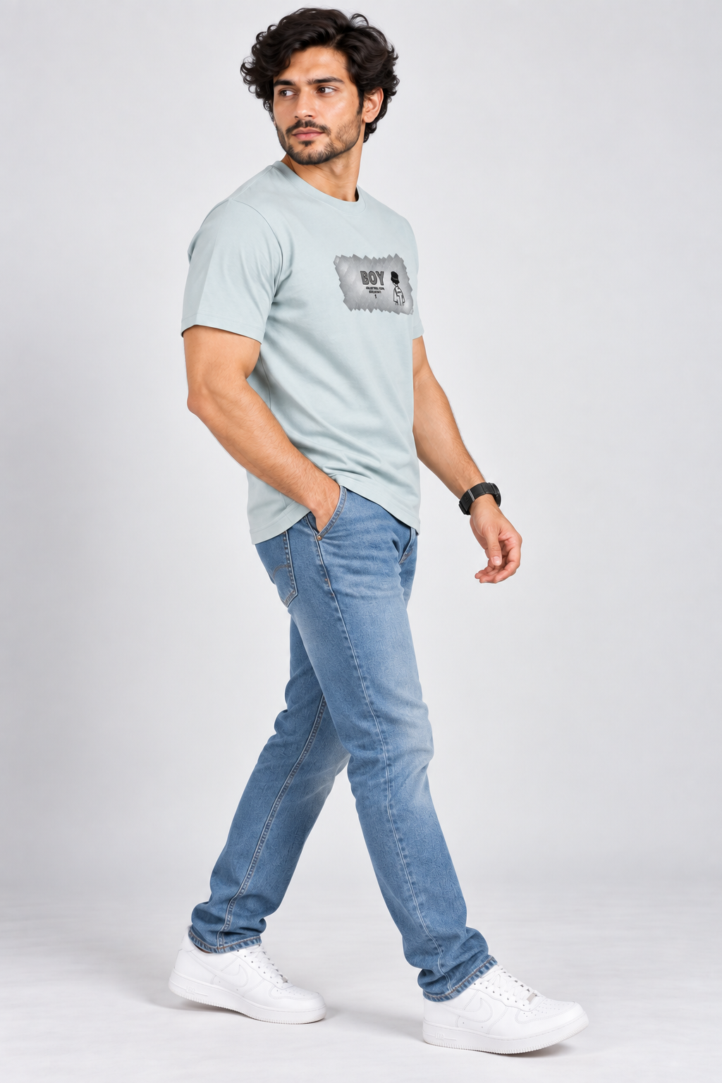 HILLDORF Tint Blue graphic T-shirt side view