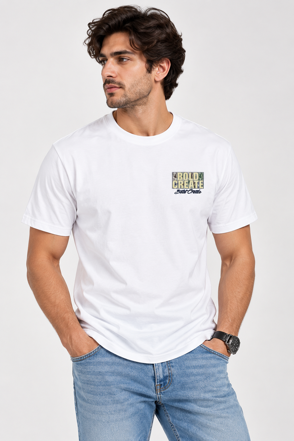 HILLDORF white printed T-shirt front close-up
