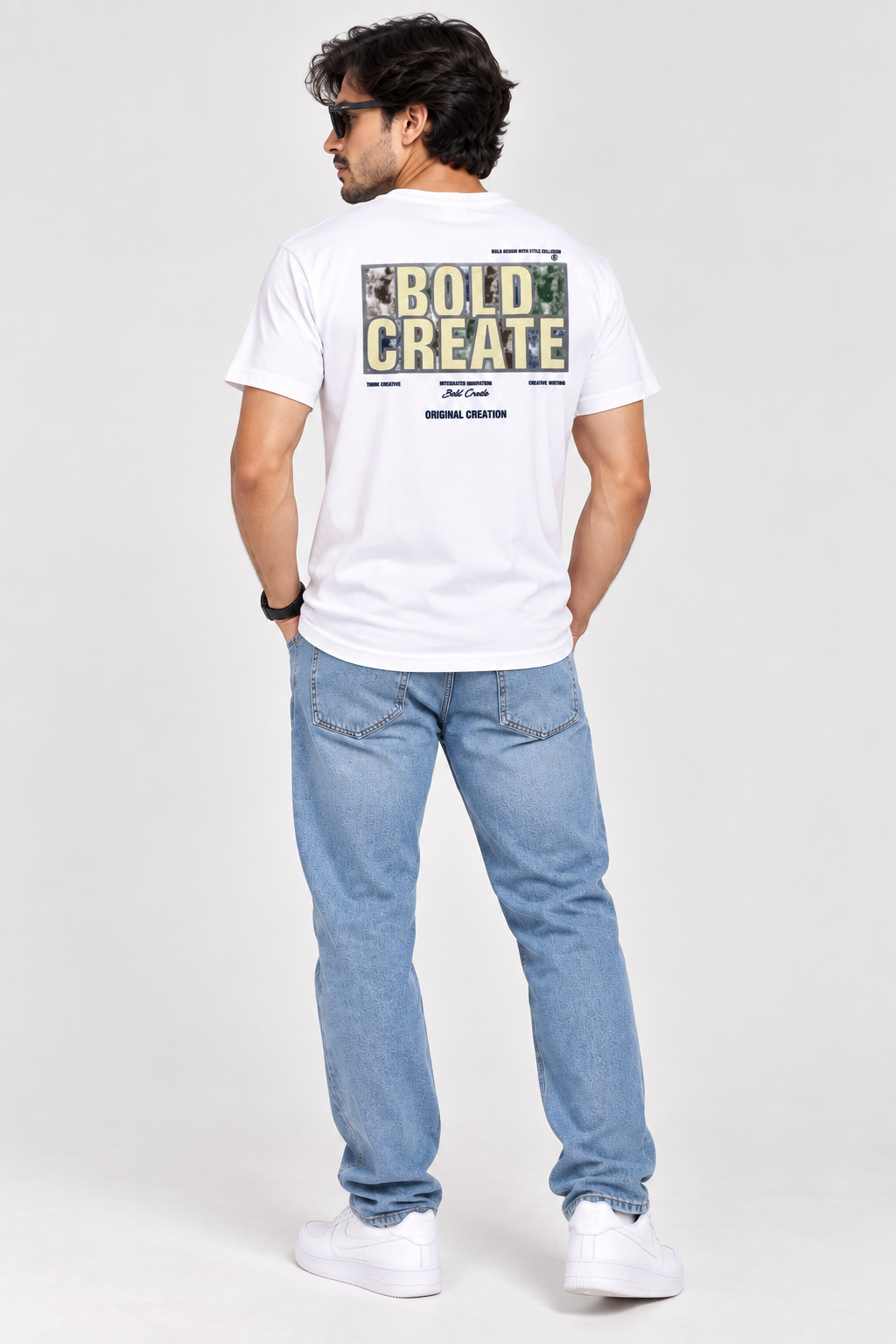 HILLDORF white printed T-shirt back full view
