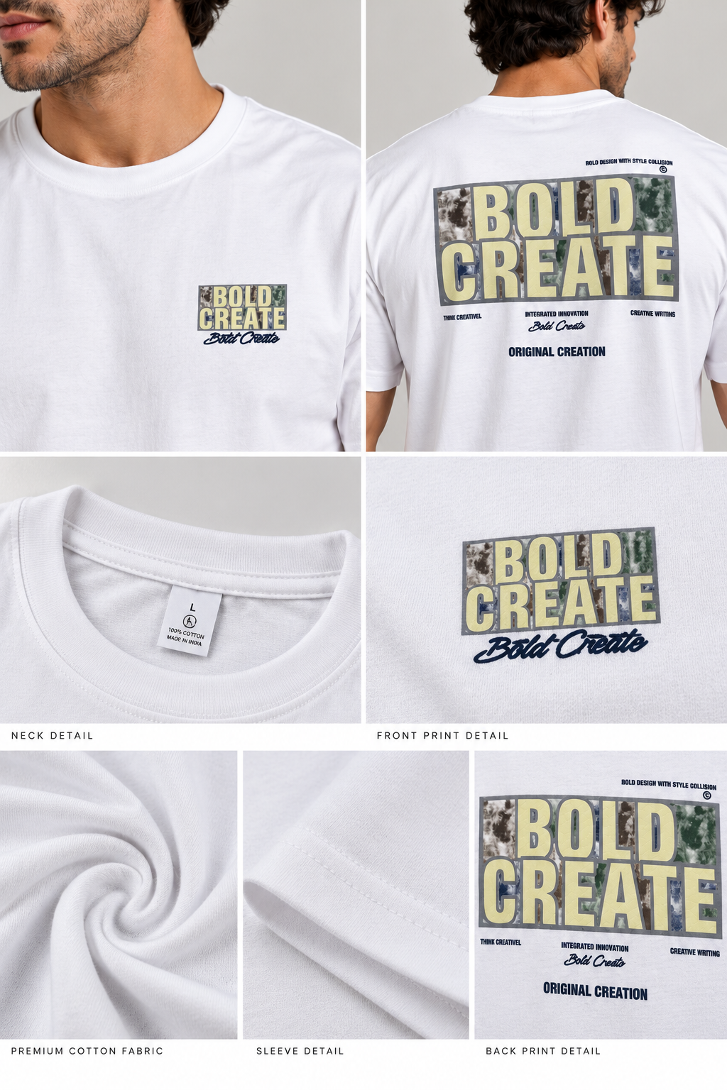 HILLDORF white printed T-shirt fabric and print details