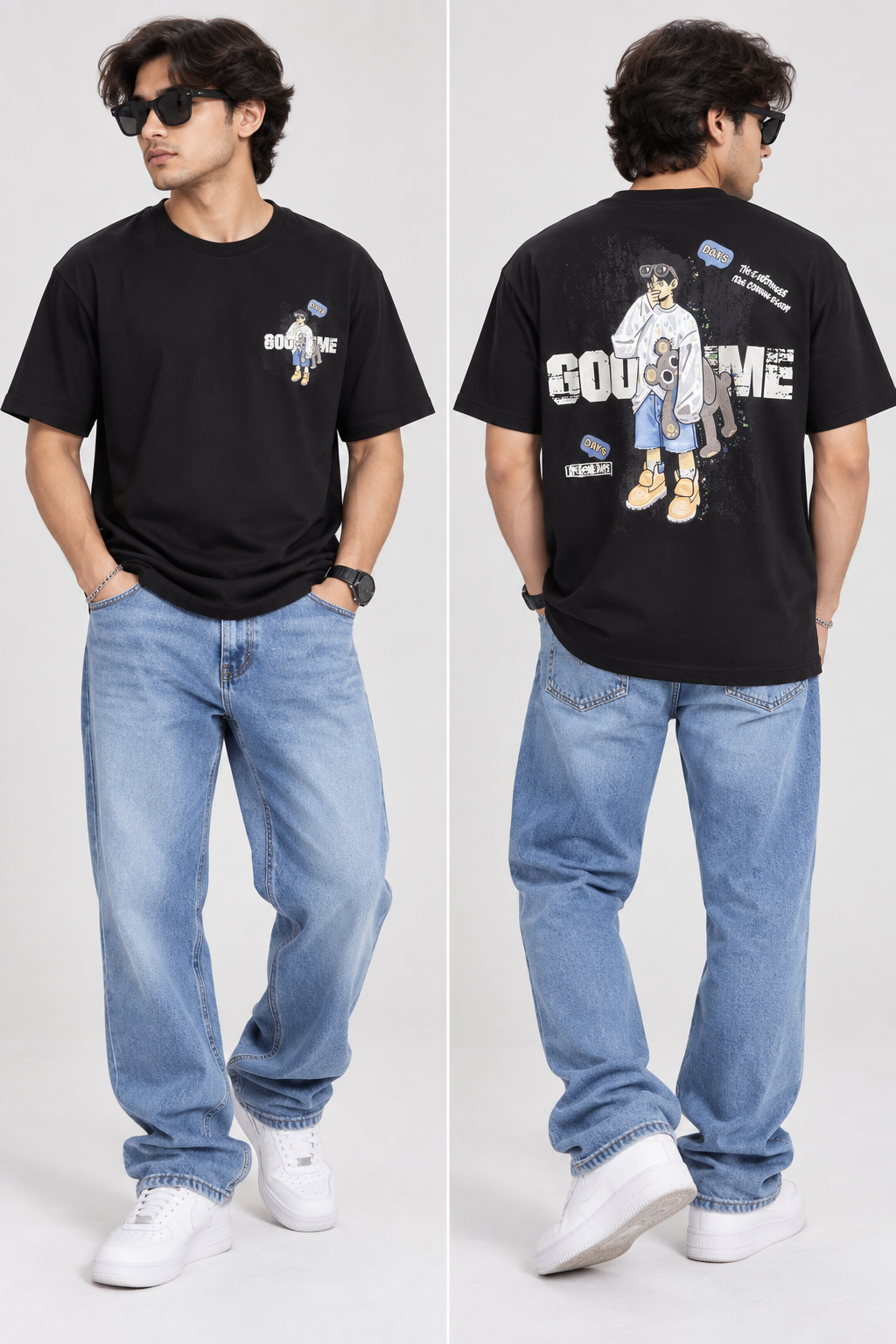 HILLDORF black printed T-shirt front and back
