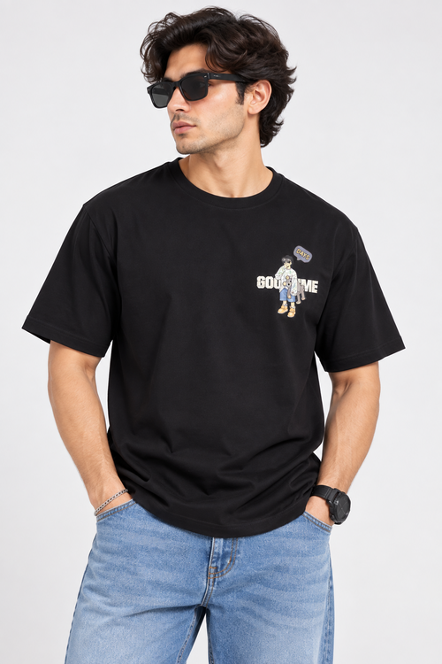 HILLDORF black printed T-shirt front model