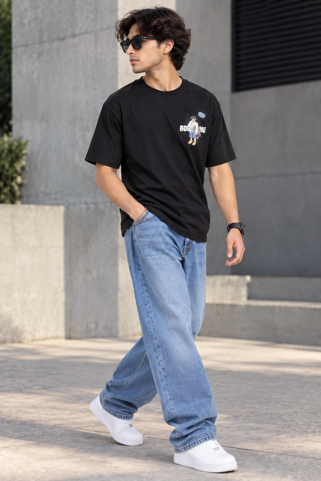HILLDORF black printed T-shirt outdoor front