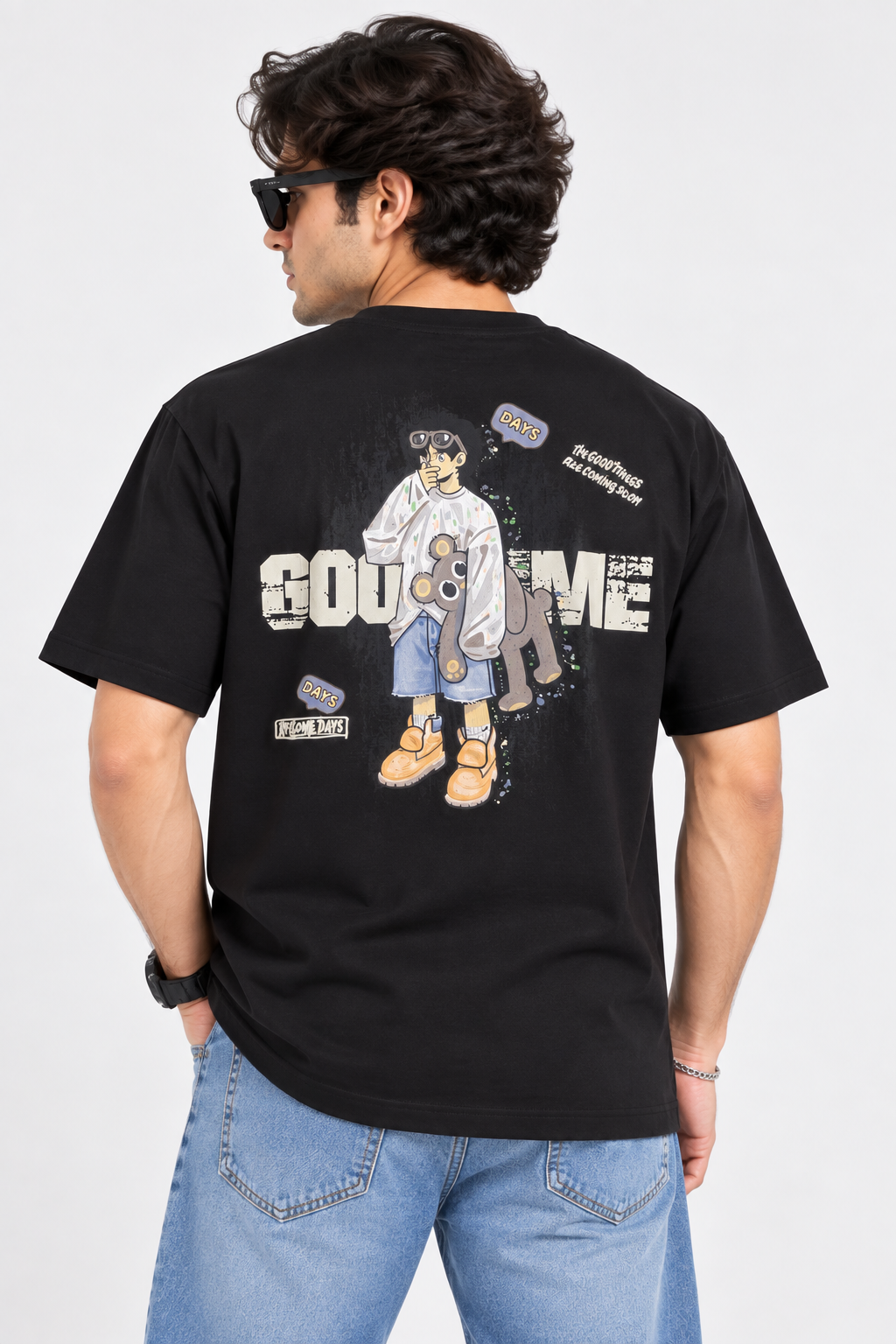 HILLDORF black printed T-shirt back studio
