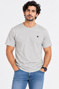 HILLDORF men's grey textured crew neck T-shirt front view