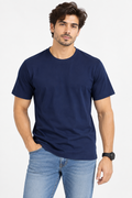 HILLDORF navy blue 100% cotton crew neck t-shirt front view