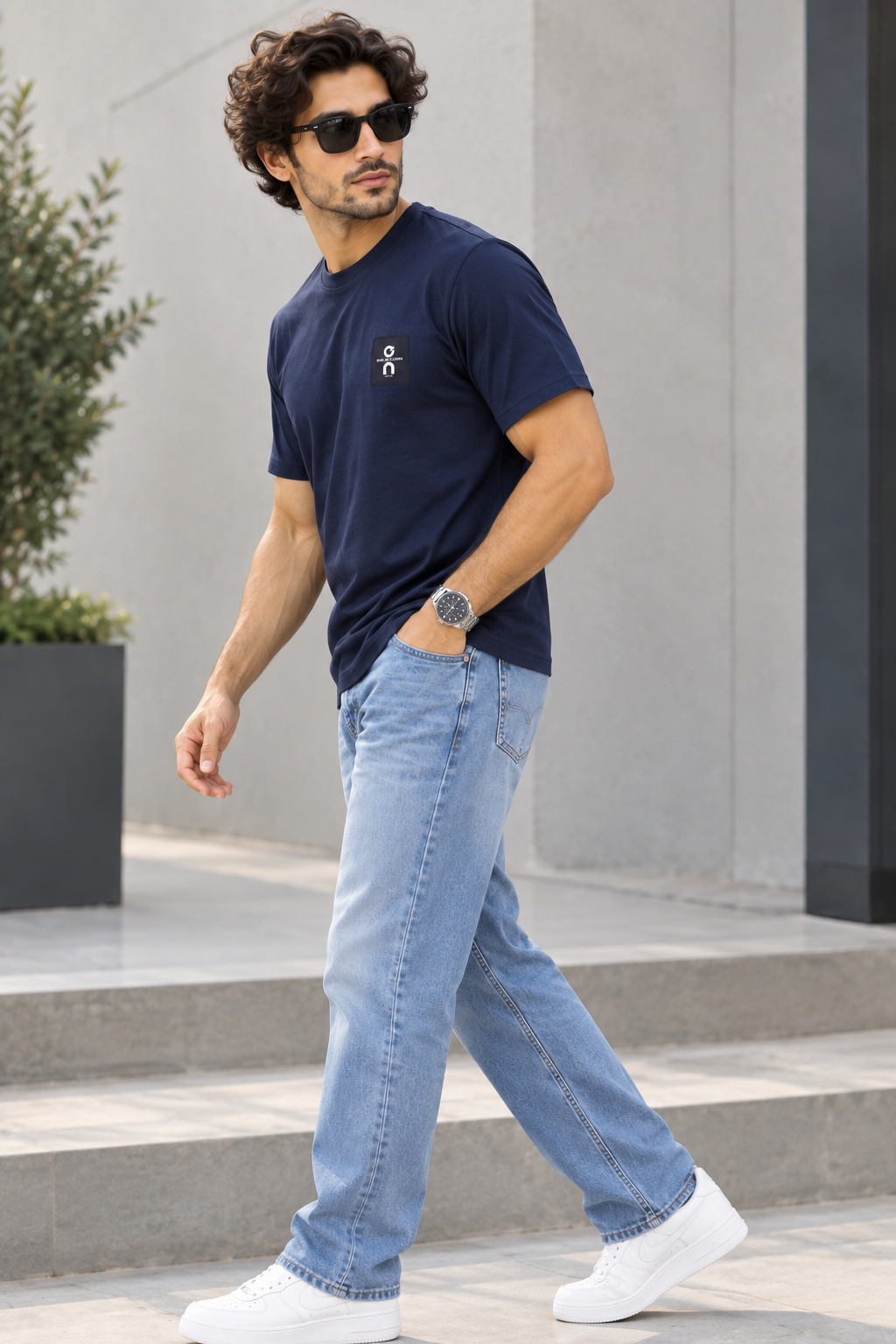 Run On Clouds Graphic T-Shirt – Navy Blue
