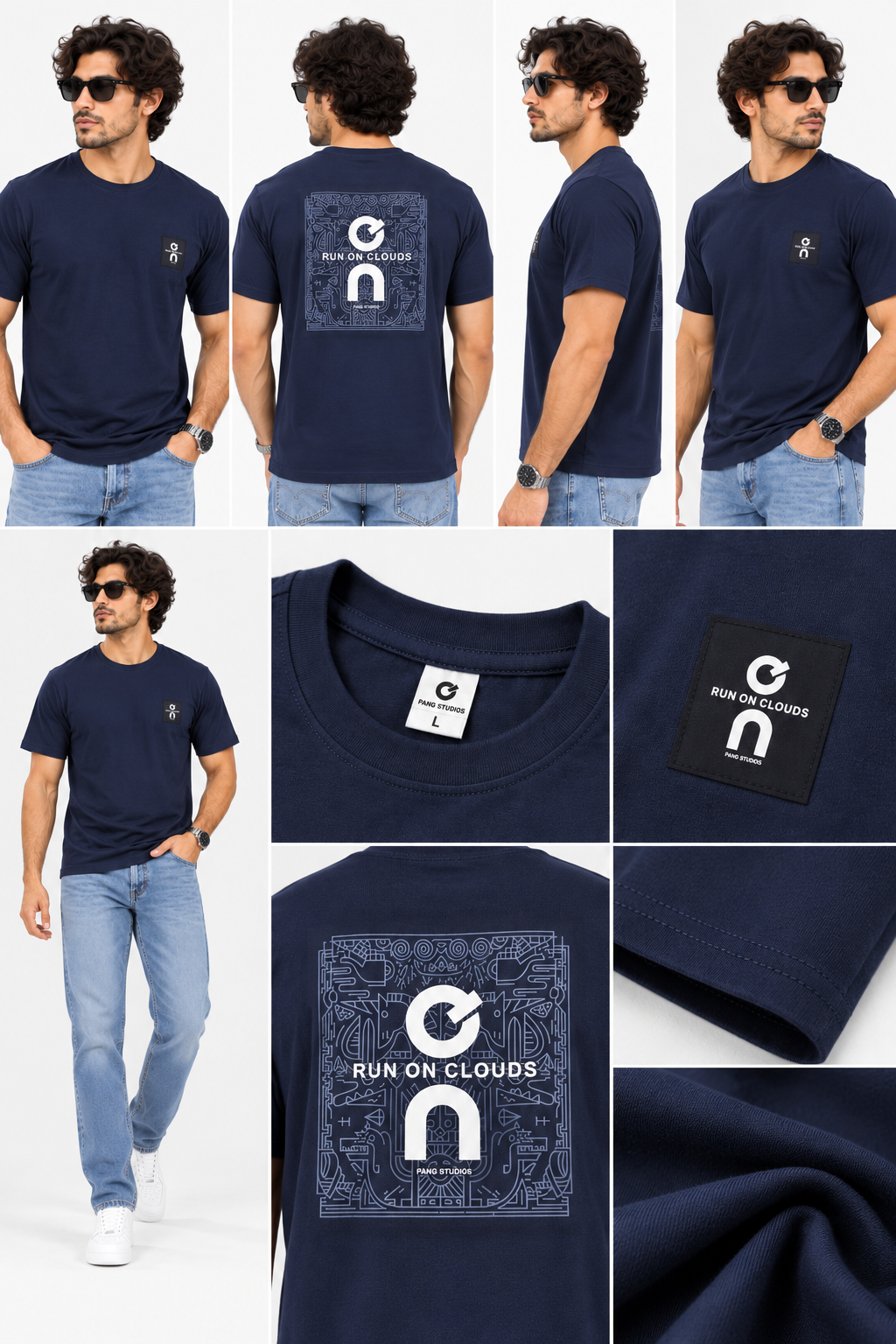 Run On Clouds Graphic T-Shirt – Navy Blue